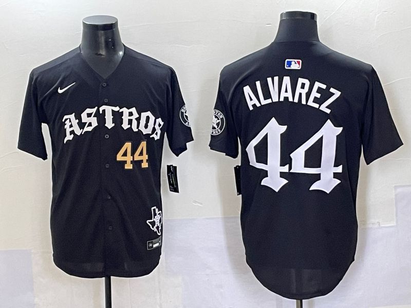 Men 2025 Houston Astros #44 Alvarez Black Seven generations Joint Name Nike MLB Jersey style 4